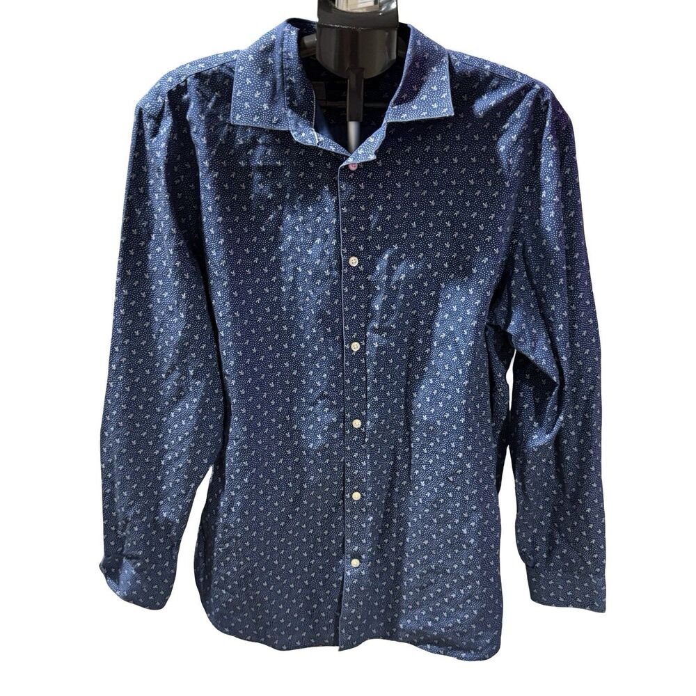 Banana Republic Shirt Adult XL 17-17 1/2 Floral Blue Camden Standard Fit Preppy